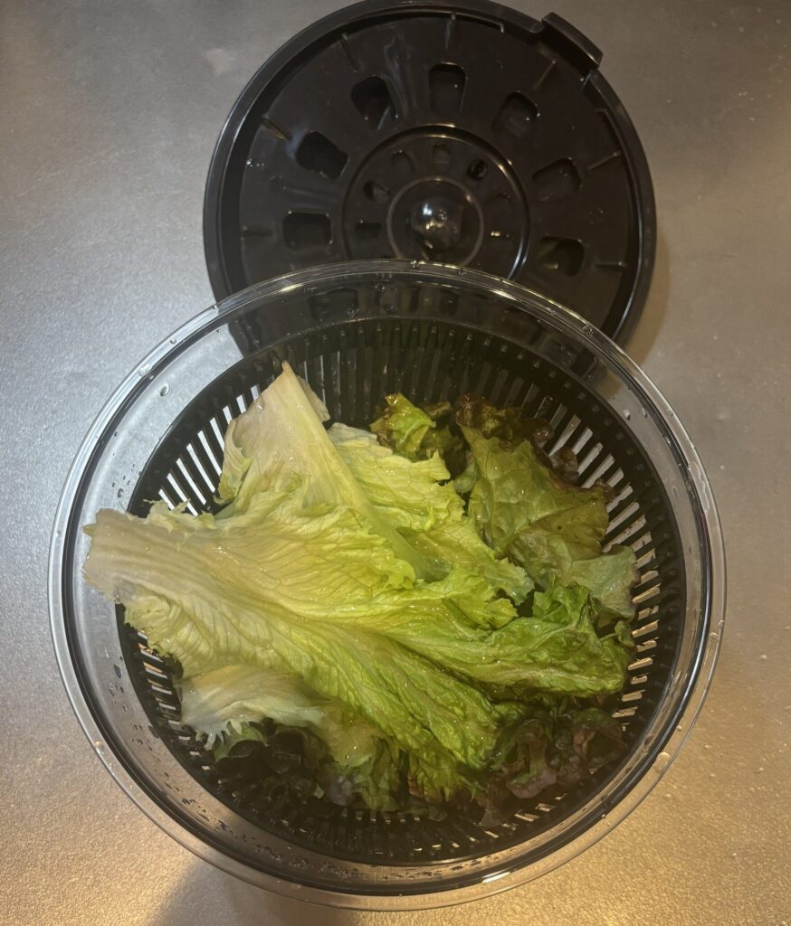 サラダスピナーにサニーレタスを入れ水切りした後